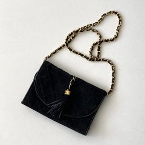 CHANEL SUEDE FLAP CLUTCH BAG